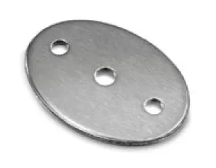 Embout à souder, avec 2 trous, ovale, 85 x 60 x 5 mm, barre Ø10 mm, inox brossé 304