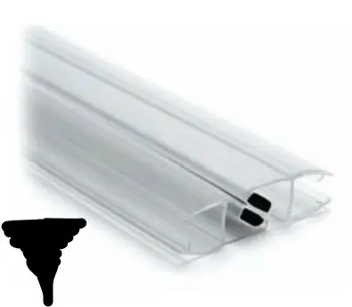 Joint magnétique 180° pour porte en verre Melora, noir, 8 mm, 2500 mm