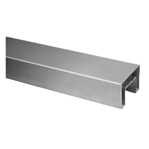 [136924-640-50-12] Tube à fond de gorge, rectangulaire, 60x40x1,5 mm, L=5000 mm, U=24 mm x 24 mm, inox brossé 304
